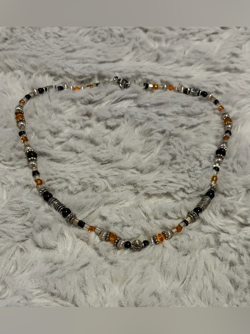 Black and Amber Beaded Women's Necklace